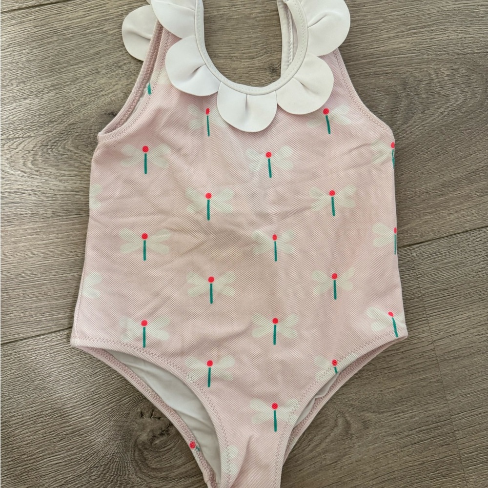 Jacadi Pink Swimsuit with White Trim